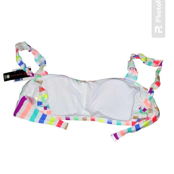 No Boundaries NEW Junior's Ribbed Ruffle Strap Bandeau Bikini Swim Top 1027 - 32 - Picture 6 of 6